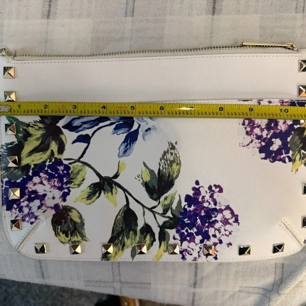 White House Black Market, floral and studded clutch. - Picture 6 of 7